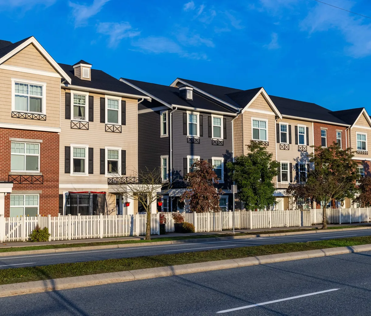 Row of modern townhouses